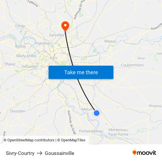 Sivry-Courtry to Goussainville map