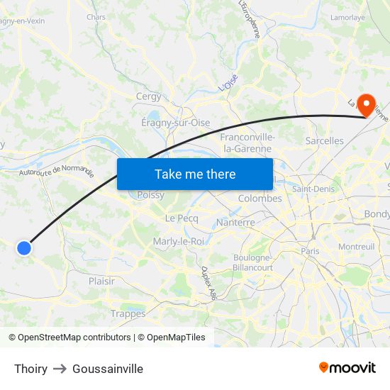 Thoiry to Goussainville map