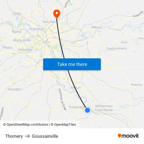 Thomery to Goussainville map