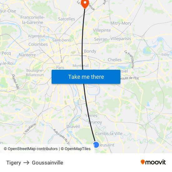 Tigery to Goussainville map