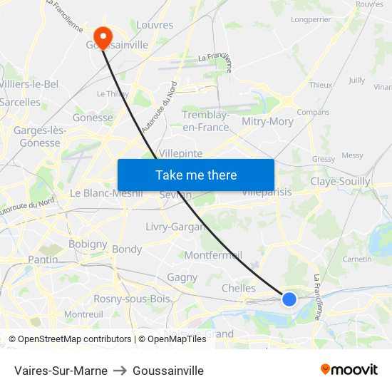 Vaires-Sur-Marne to Goussainville map