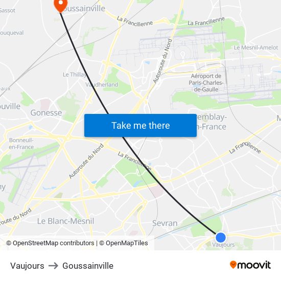 Vaujours to Goussainville map