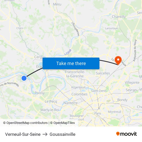 Verneuil-Sur-Seine to Goussainville map