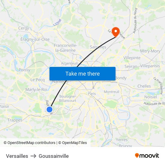 Versailles to Goussainville map