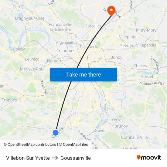 Villebon-Sur-Yvette to Goussainville map