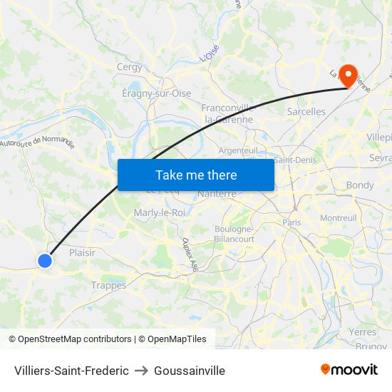 Villiers-Saint-Frederic to Goussainville map