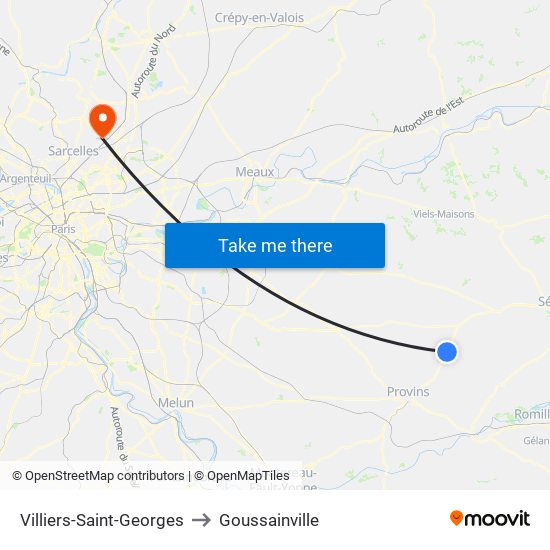 Villiers-Saint-Georges to Goussainville map