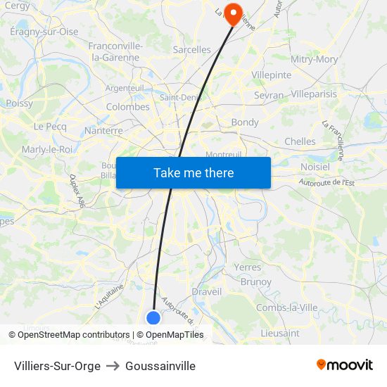 Villiers-Sur-Orge to Goussainville map
