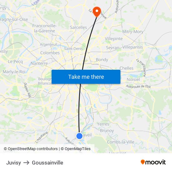 Juvisy to Goussainville map