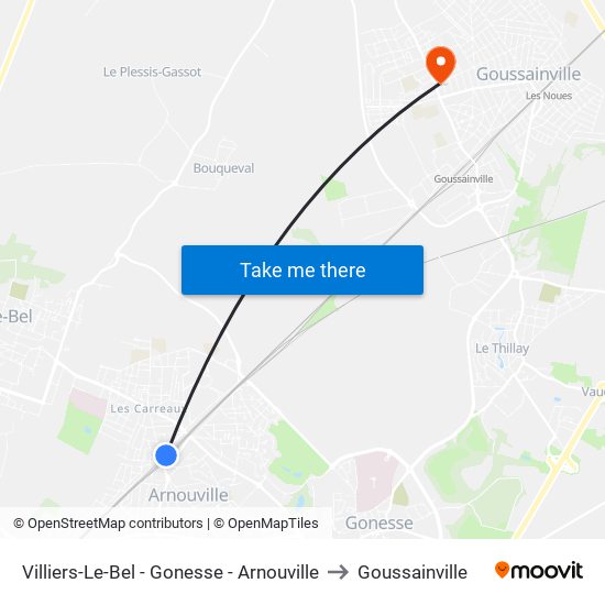 Villiers-Le-Bel - Gonesse - Arnouville to Goussainville map