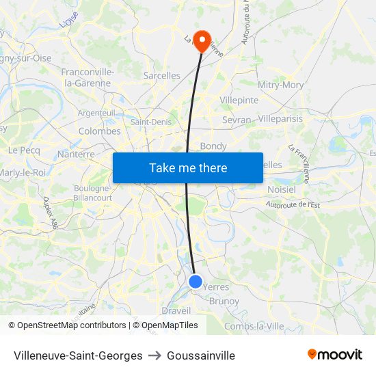 Villeneuve-Saint-Georges to Goussainville map
