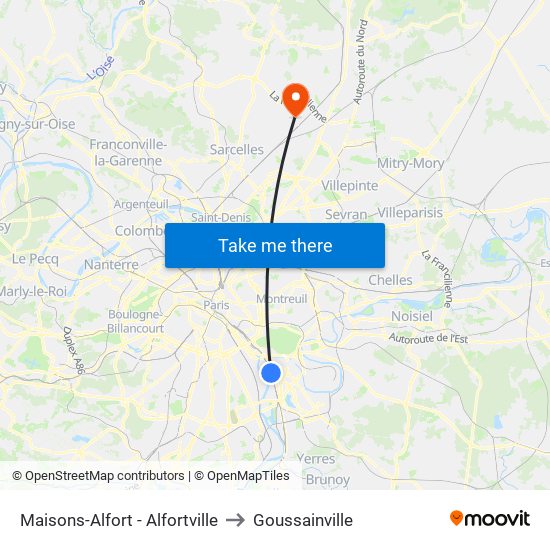 Maisons-Alfort - Alfortville to Goussainville map