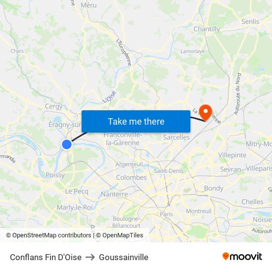 Conflans Fin D'Oise to Goussainville map