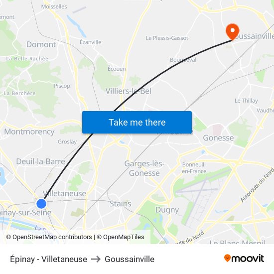 Épinay - Villetaneuse to Goussainville map