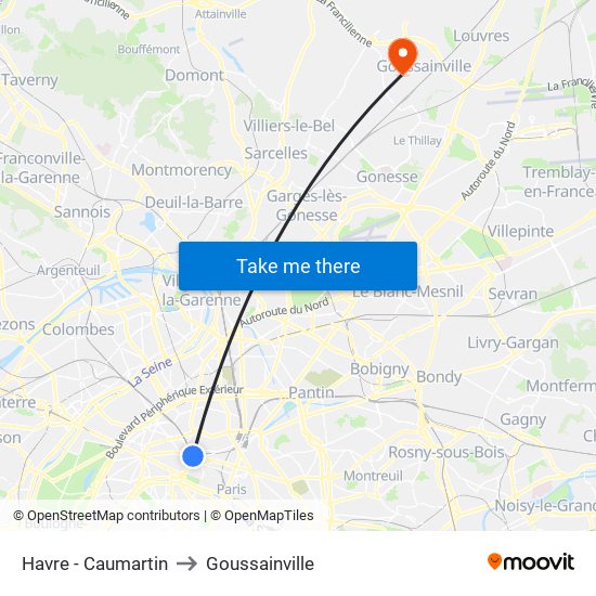 Havre - Caumartin to Goussainville map