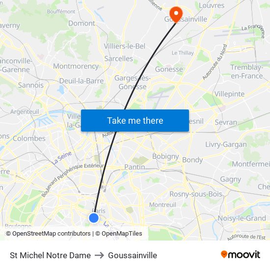 St Michel Notre Dame to Goussainville map