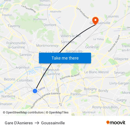 Gare D'Asnieres to Goussainville map