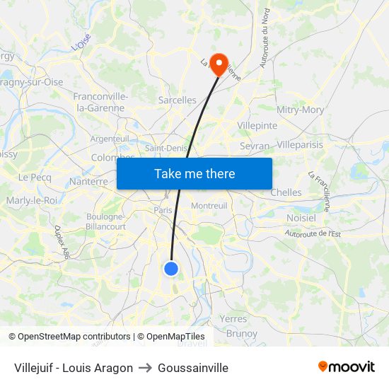 Villejuif - Louis Aragon to Goussainville map