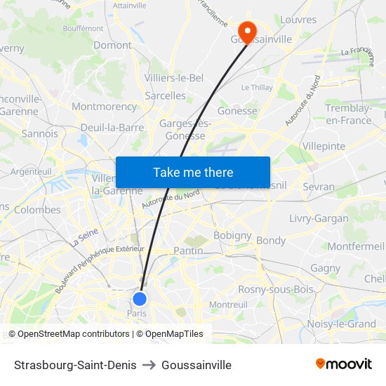 Strasbourg-Saint-Denis to Goussainville map