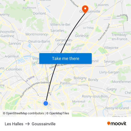 Les Halles to Goussainville map