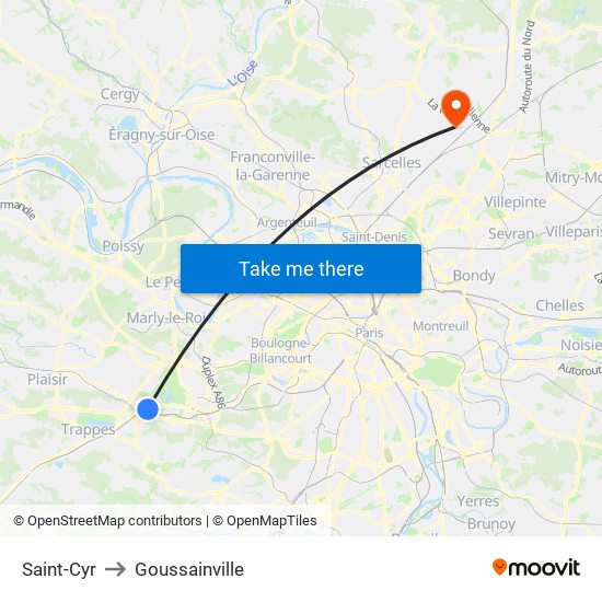 Saint-Cyr to Goussainville map