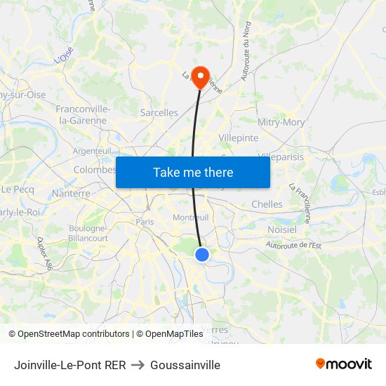 Joinville-Le-Pont RER to Goussainville map