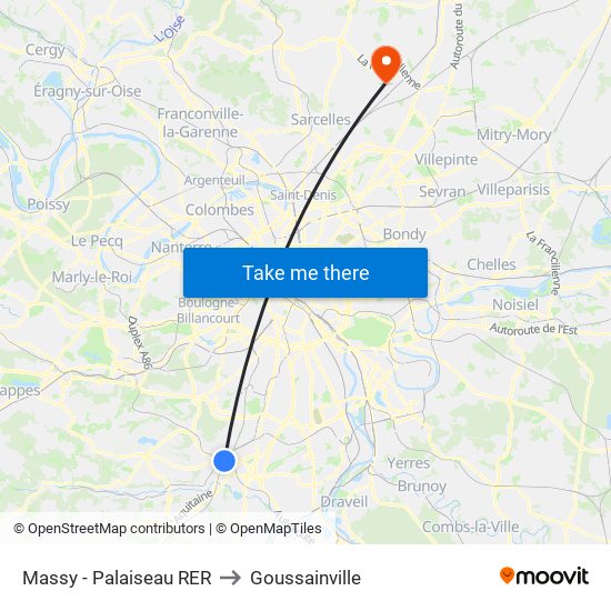 Massy - Palaiseau RER to Goussainville map
