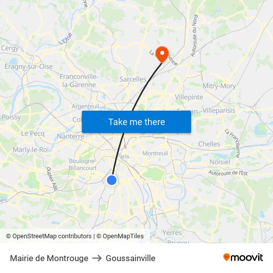 Mairie de Montrouge to Goussainville map