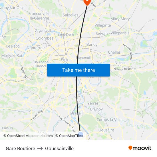 Gare Routière to Goussainville map