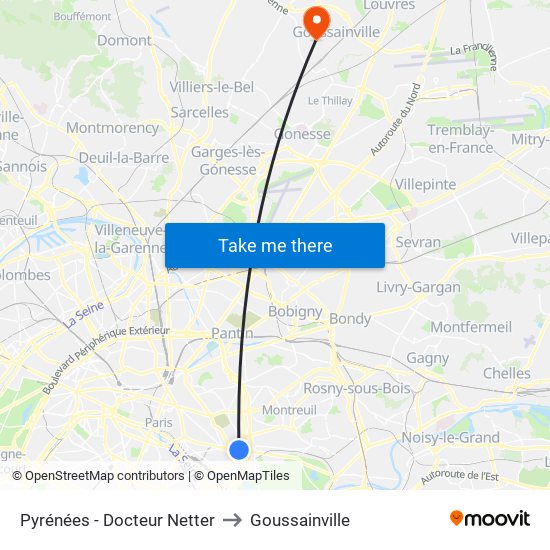 Pyrénées - Docteur Netter to Goussainville map