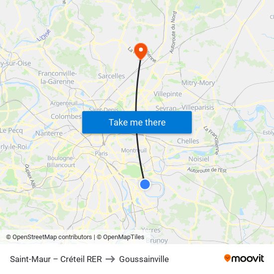 Saint-Maur – Créteil RER to Goussainville map