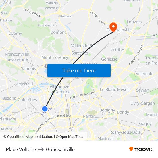 Place Voltaire to Goussainville map