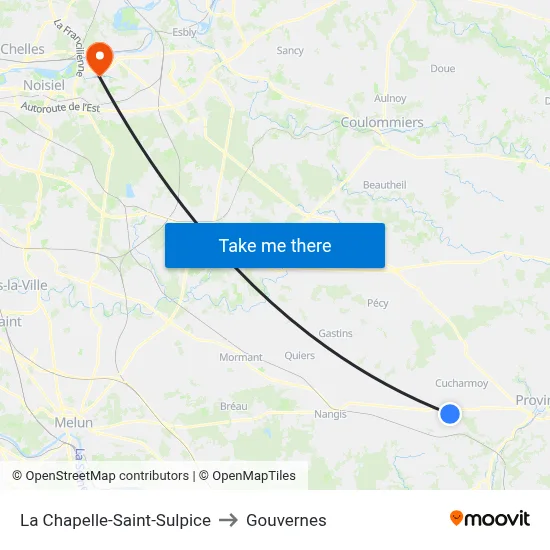 La Chapelle-Saint-Sulpice to Gouvernes map