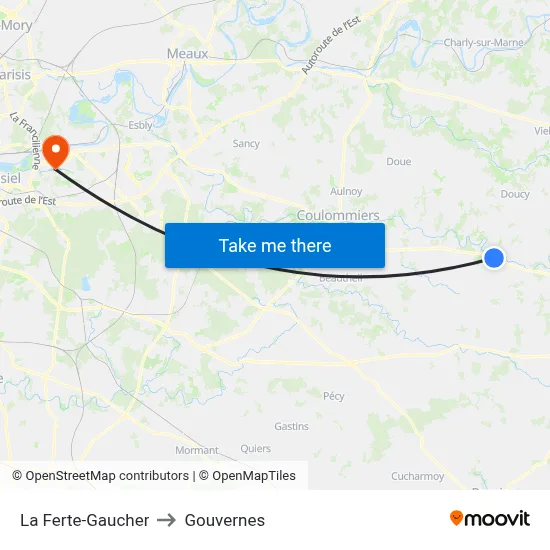 La Ferte-Gaucher to Gouvernes map