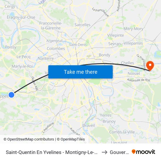 Saint-Quentin En Yvelines - Montigny-Le-Bretonneux to Gouvernes map