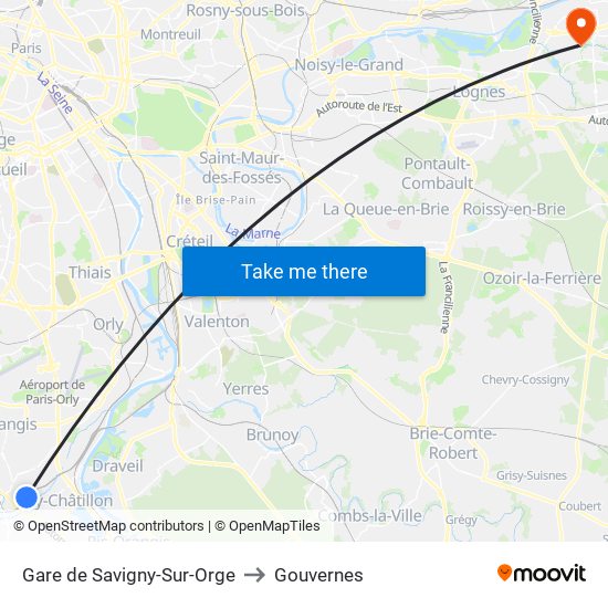 Gare de Savigny-Sur-Orge to Gouvernes map