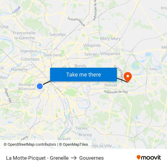 La Motte-Picquet - Grenelle to Gouvernes map
