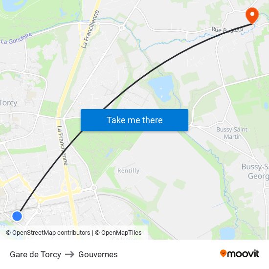 Gare de Torcy to Gouvernes map