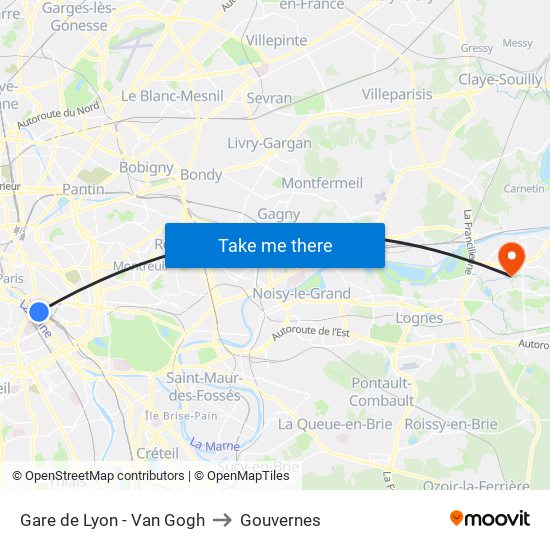 Gare de Lyon - Van Gogh to Gouvernes map