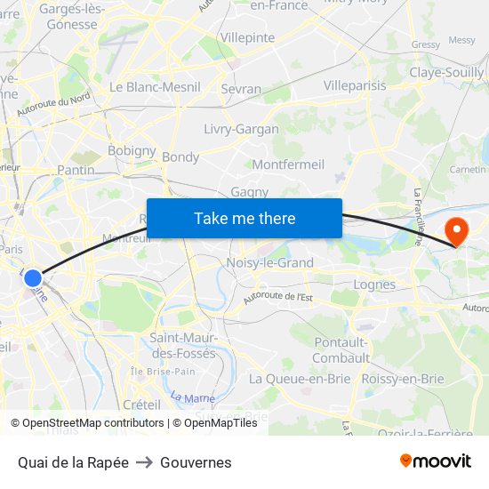 Quai de la Rapée to Gouvernes map