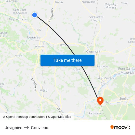 Juvignies to Gouvieux map