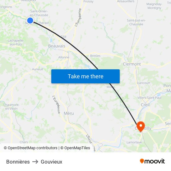 Bonnières to Gouvieux map