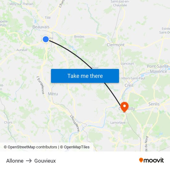 Allonne to Gouvieux map
