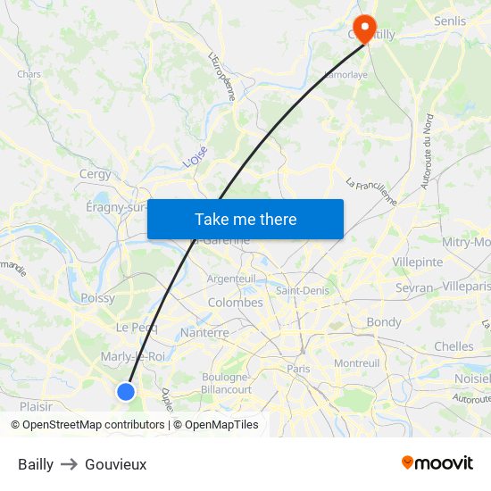 Bailly to Gouvieux map