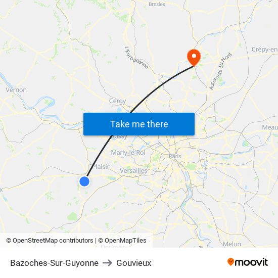 Bazoches-Sur-Guyonne to Gouvieux map