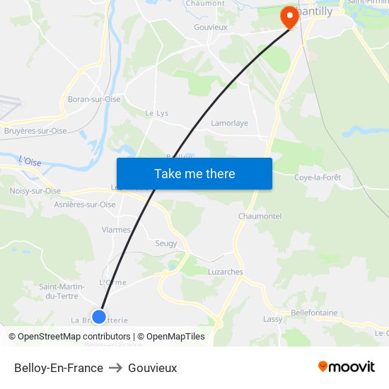 Belloy-En-France to Gouvieux map