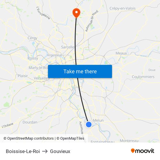 Boissise-Le-Roi to Gouvieux map