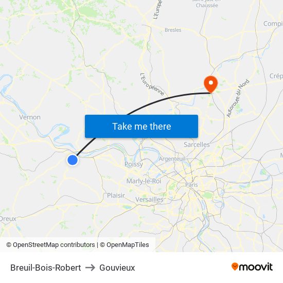 Breuil-Bois-Robert to Gouvieux map