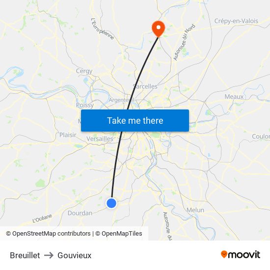 Breuillet to Gouvieux map