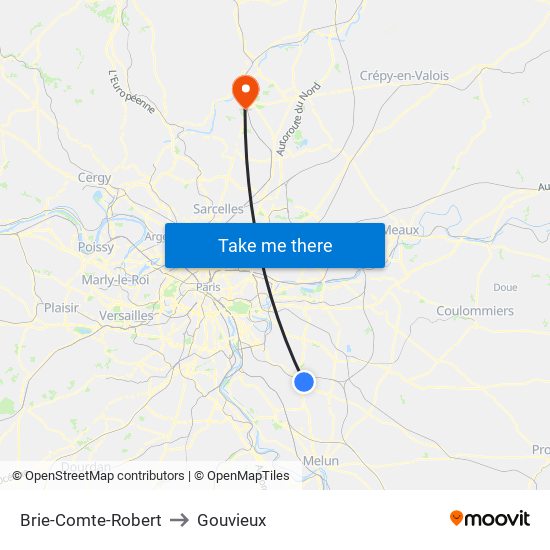 Brie-Comte-Robert to Gouvieux map